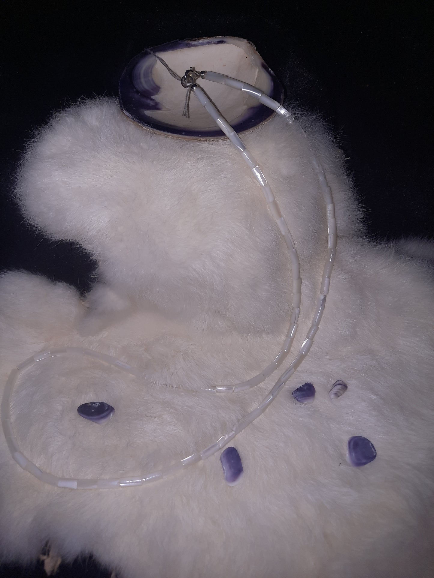 White Wampum Necklace- 012