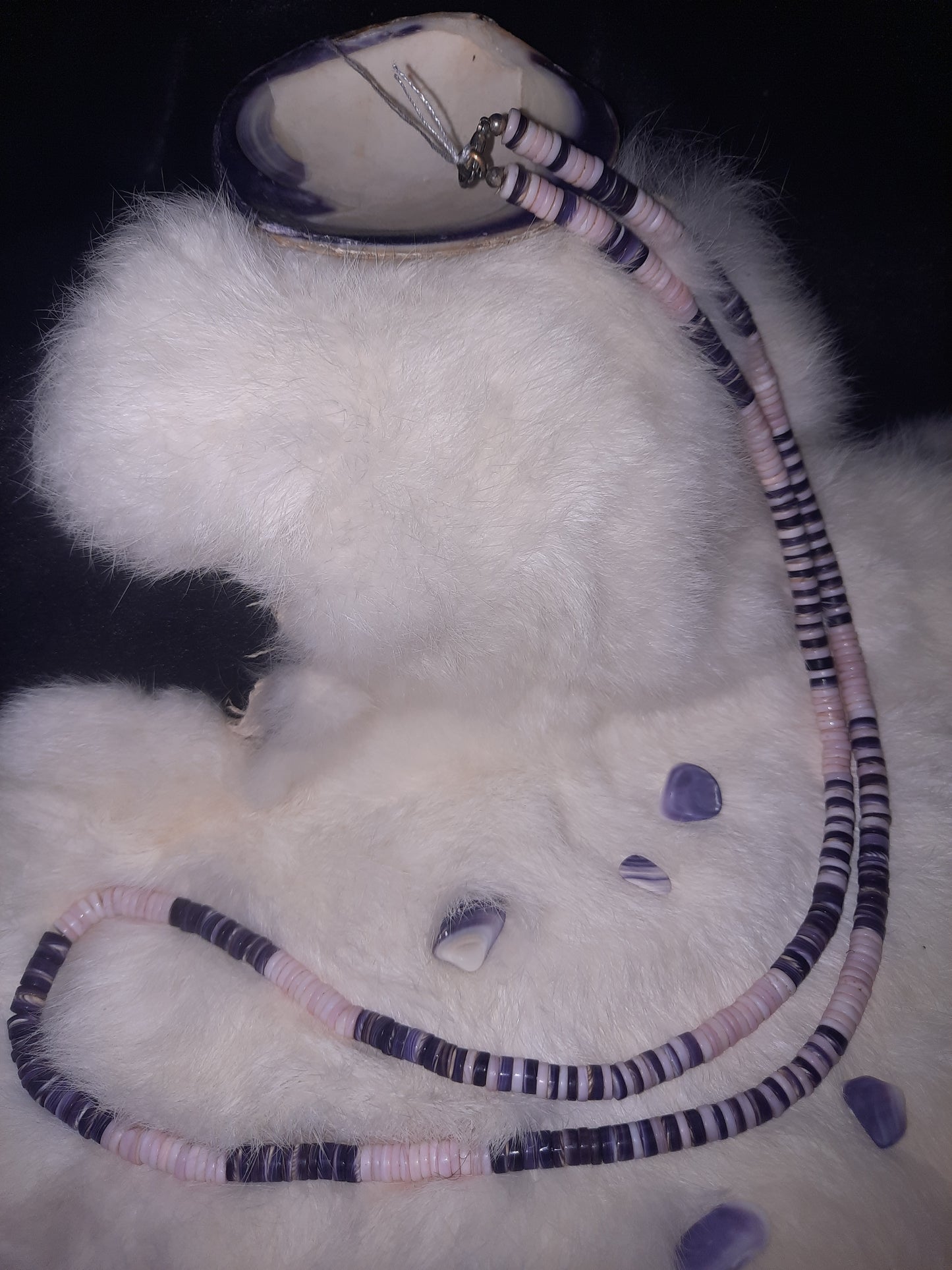 Wampum & Pink Conch Necklace- 007